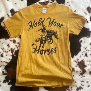 HOLD YOUR HORSES bronc western graphic tee